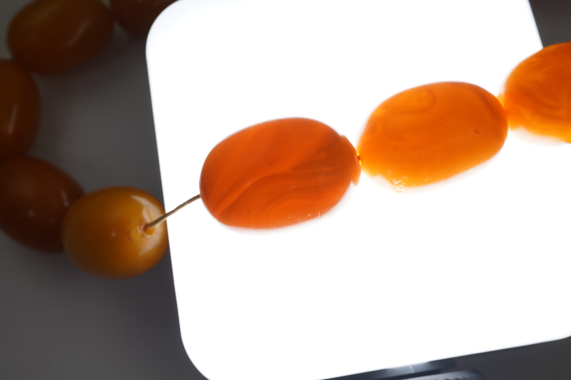 An amber bead necklace